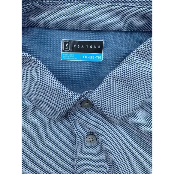 PGA Tour Polo Shirt Mens 2XL Blue Check Short Sleeves Golf Shirt XXL - Picture 3 of 10